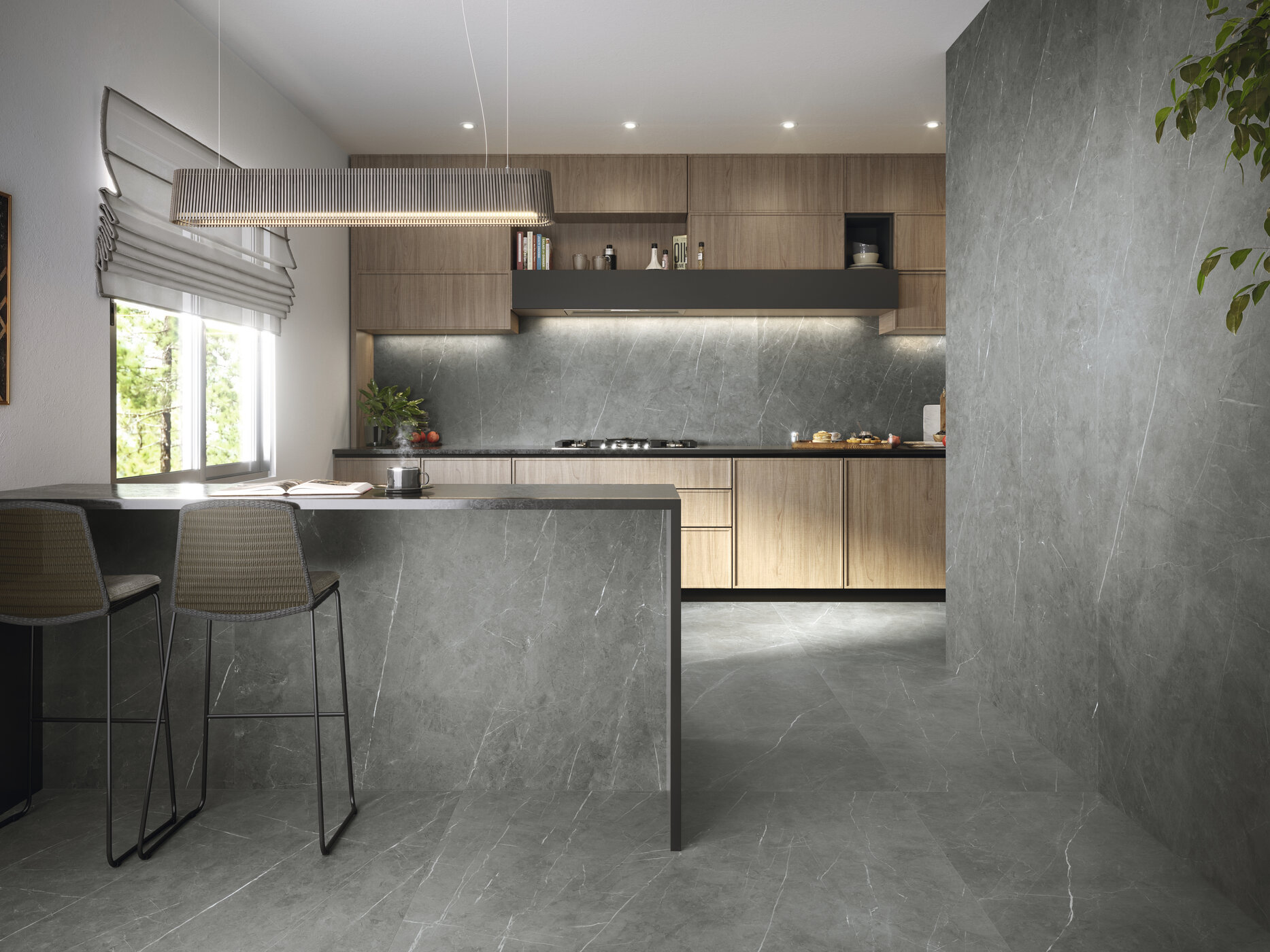 Fartuch kuchenny (Backsplash) ze spieku kwarcowego AB Tessino Grey 120 x 260 cm, grubość 6 mm lub 7 mm