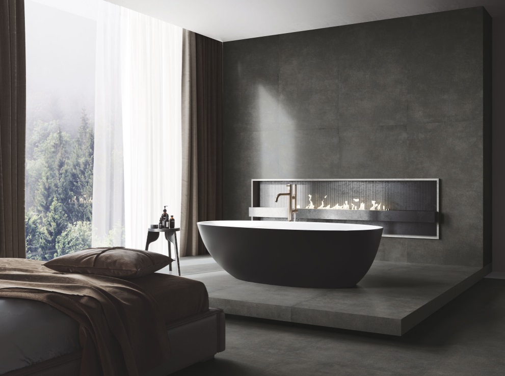 Okładzina ścienna do kuchni (Backsplash) ze spieku kwarcowego Baldocer Village Soft Noir 120 x 280 cm, grubość 6 mm