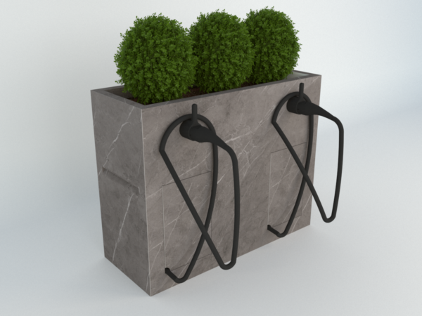 Donica ogrodowa ze stacją ładująca Wallbox, o wymiarach 100 x 40 x 80 cm