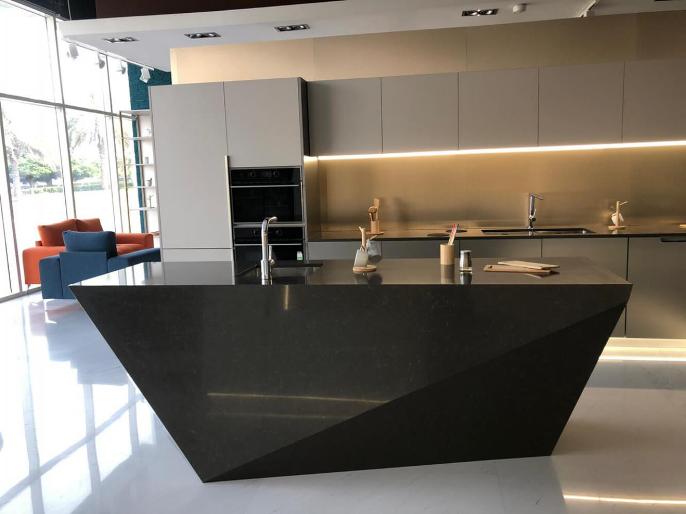 Blat kuchenny z konglomeratu Technistone Noble Pietra Grey, wykonany na wymiar, szary – polerowany