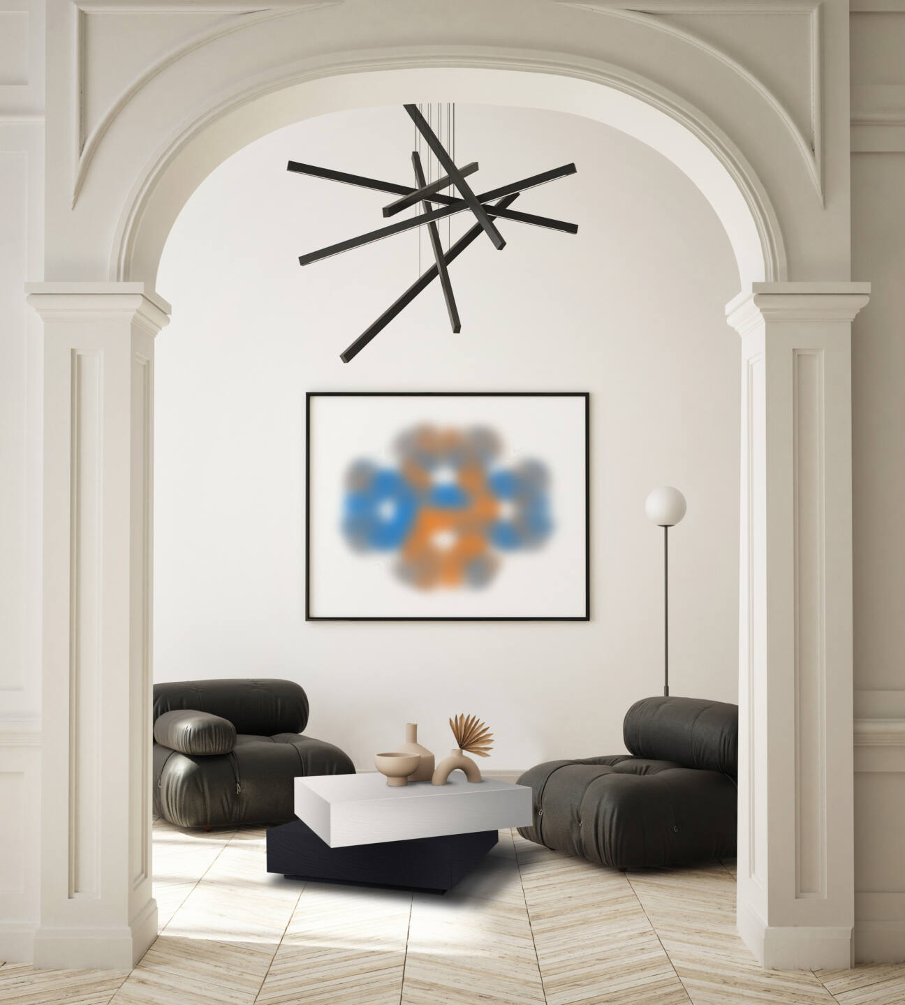 Stół Franko Twister ze spieku kwarcowego Franko Avorio i Basalto Nero 90 x 90 cm