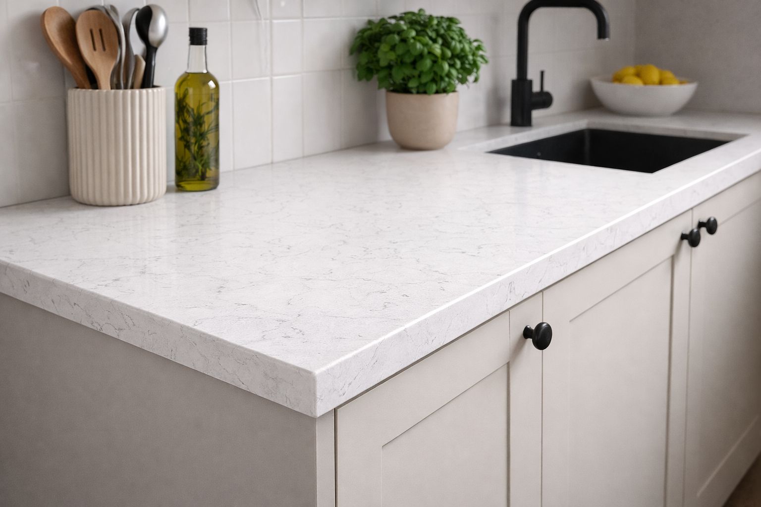 Konglomerat kwarcowy F-Quartz Bianco Carrara Gioia na blat
