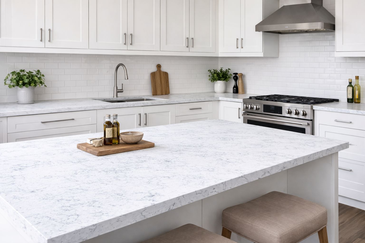 Konglomerat kwarcowy F-Quartz Bianco Carrara Deluxe na blat