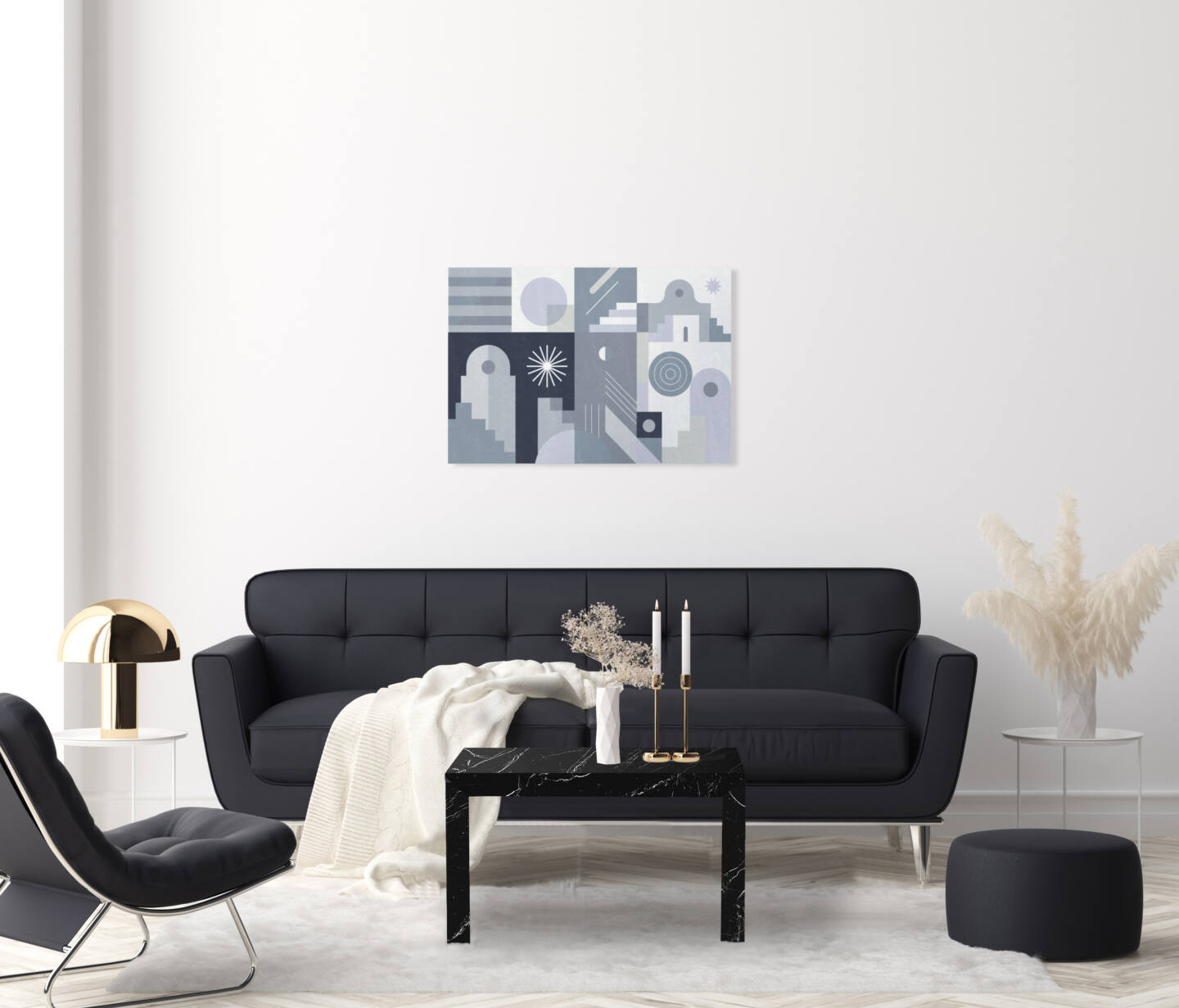 Stół Franko Pina ze spieku kwarcowego Franko Nero Marquina, 80×45