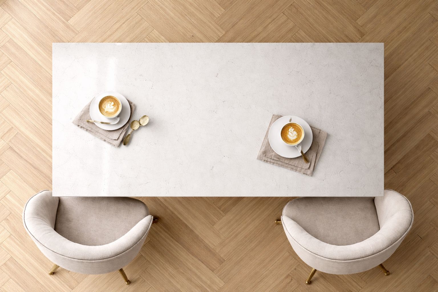 Blat kuchenny z konglomeratu wykonany na wymiar, jasnoszary – Caesarstone London Grey – polerowany lub szlifowany