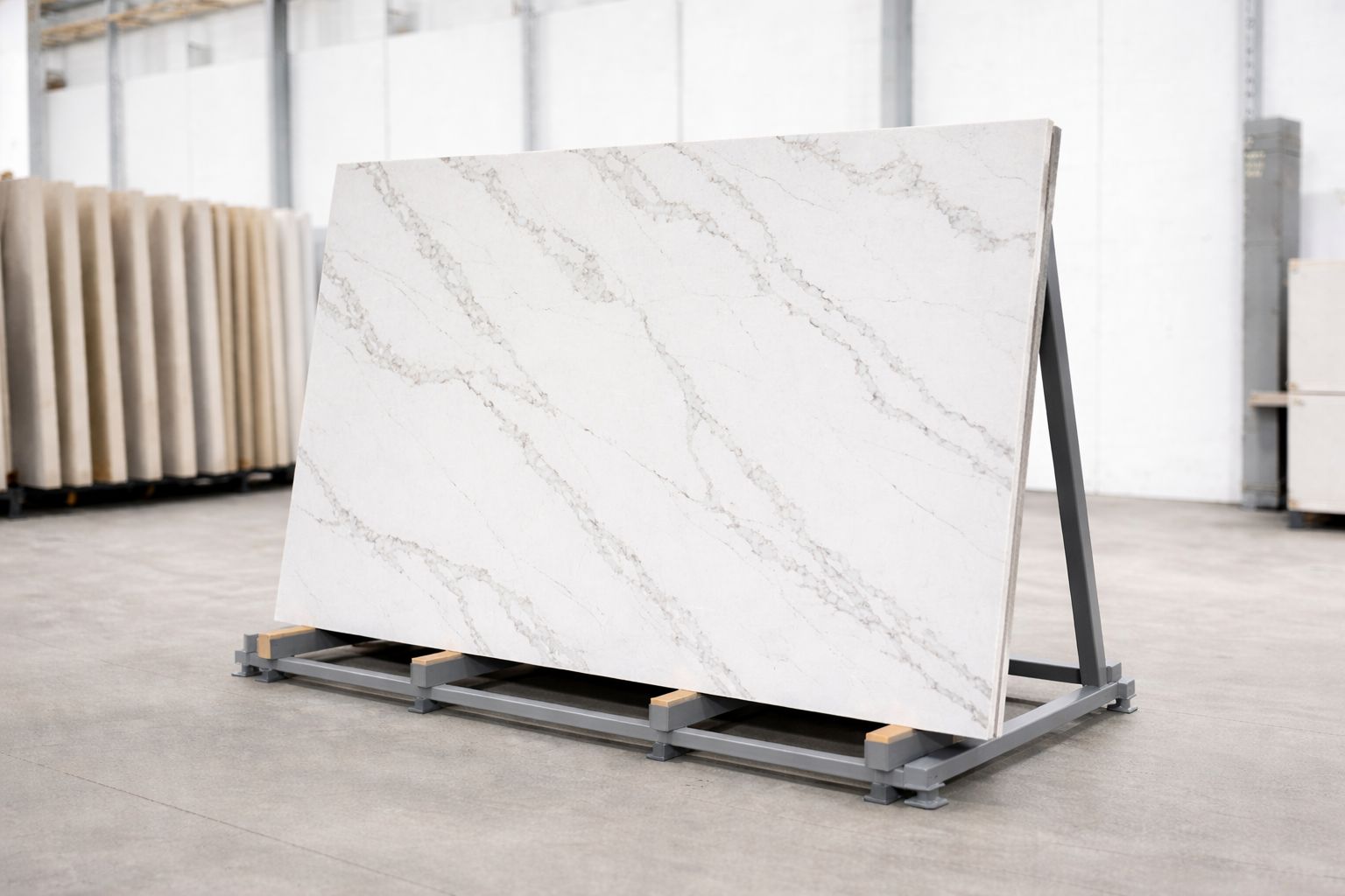 Blat kuchenny z konglomeratu wykonany na wymiar, biały – Caesarstone Calacatta Nobella – polerowany lub szlifowany